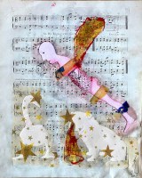 Mixed Media auf Notenblatt,33 x 26 cm, 2025