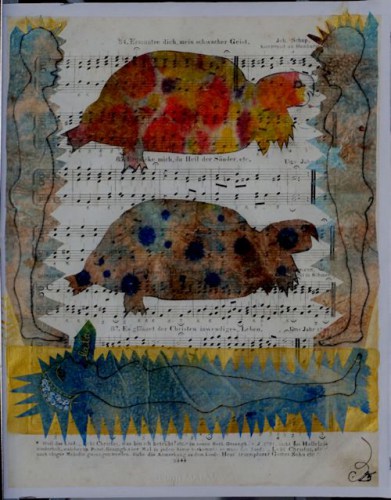 Zeichnung auf Notenblatt, 50 x 35, 2025