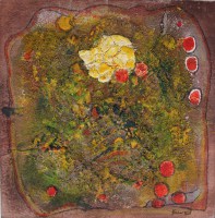 Erde, Öl, Acryl auf bespannter Platte, 29 x 29 cm 